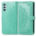 thumbnail image 2 of SaniMore for Samsung Galaxy A34 5G 2023 Wallet Case with Embossed Mandala PU Leather Flip Protection Wrist Strap Credit Card Holder Pocket Kickstand Shockproof Case for Galaxy A34 5G, Green, 2 of 8