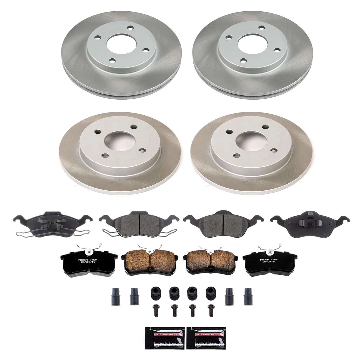 PowerStop Front and Rear Semi-Coated Rotor and Low-Dust Ceramic Brake Pad Kit SC1359