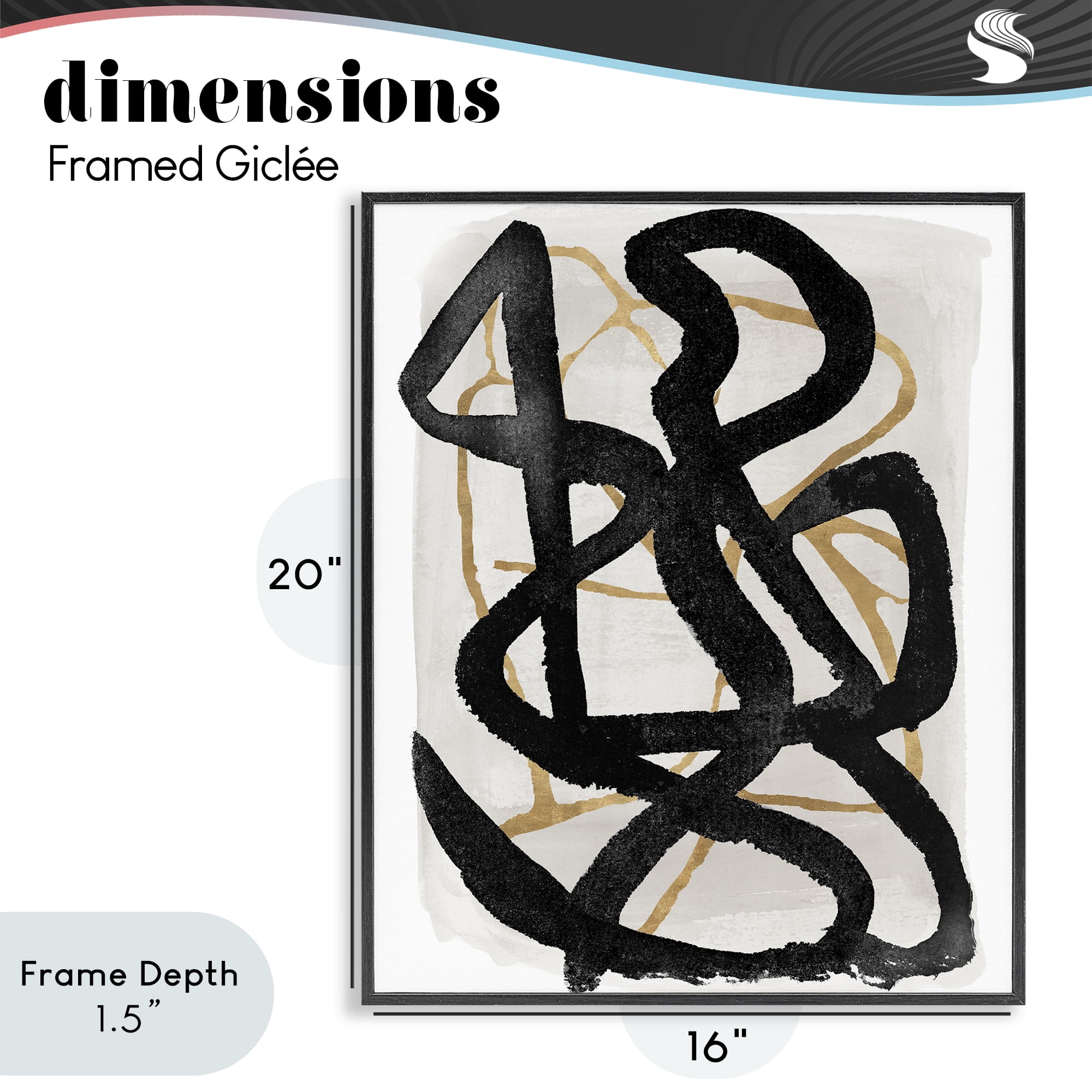 Stupell Industries Hindsight Black & Beige Black Framed Giclee Art, design by Lucille Price