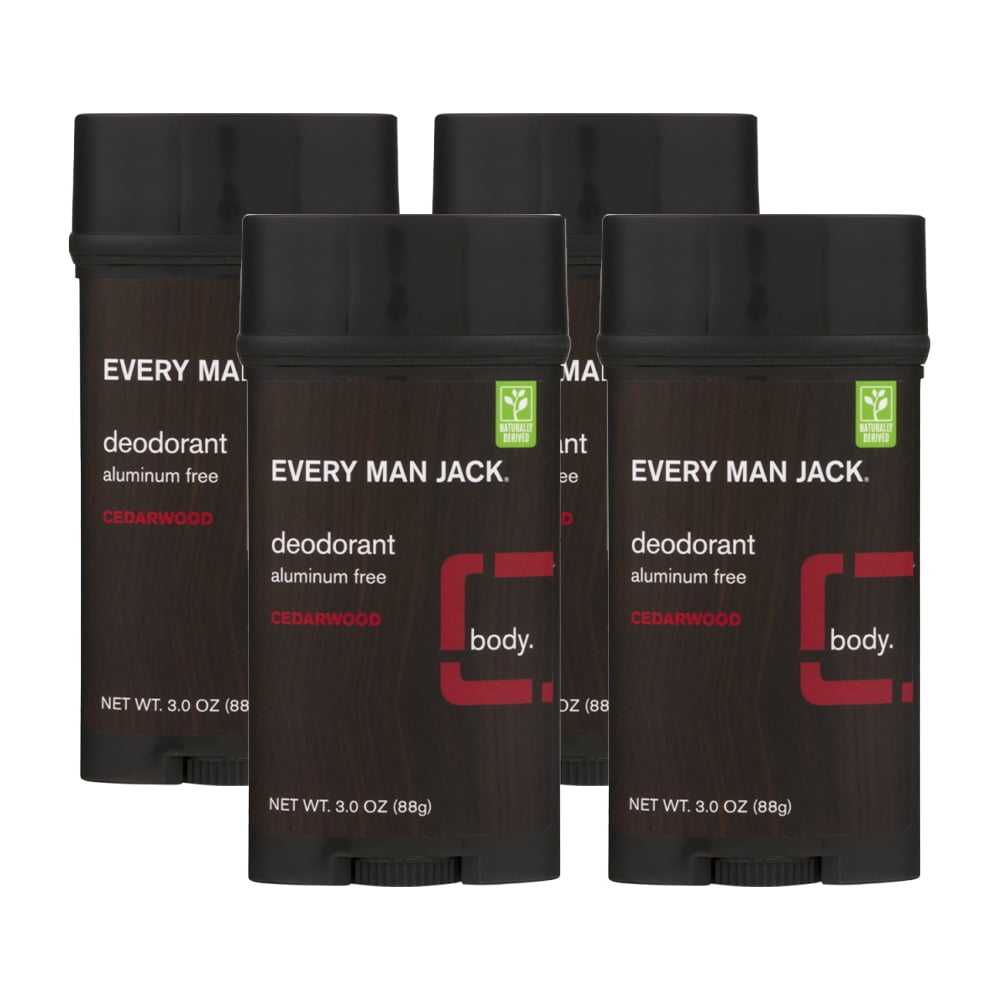 Every Man Jack Deodorant, Cedarwood 3 oz ( 4 Pack )