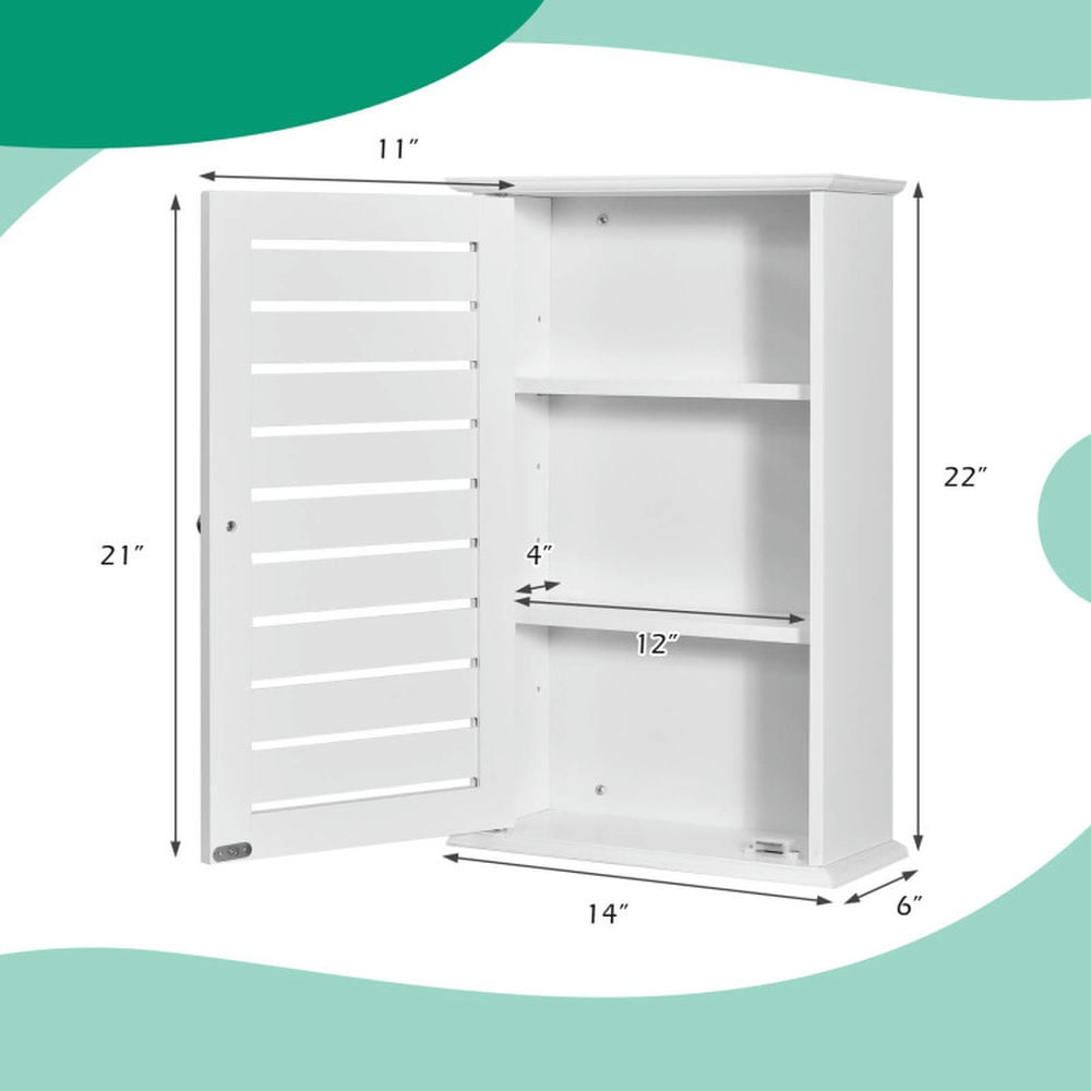 Finihen Wall Cabinet, Wall Mounted Bathroom Cabinet, Medicine Cabinet, Wall Mount Medicine Cabinet Multifunction Storage Organizer, for Kitchen Entryway Bathroom, White