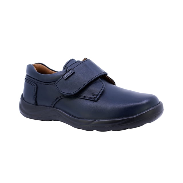Zapato Escolar Audaz para niño en piel azul marino Tadeo con tira de contacto