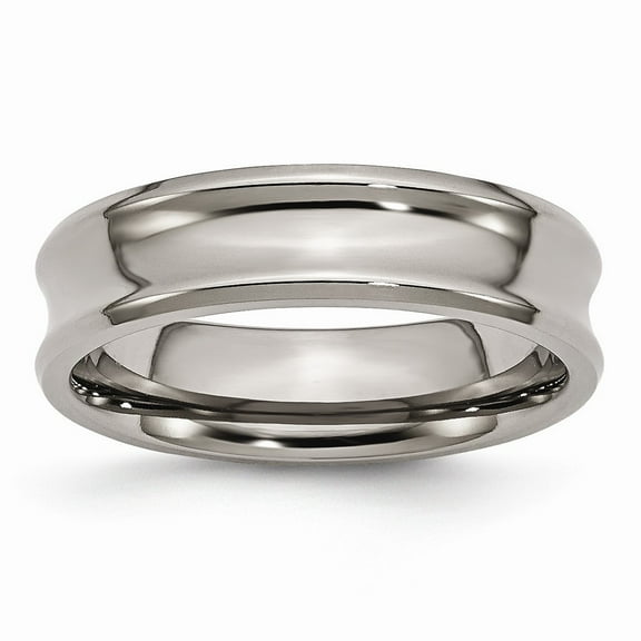 Titanium Concave 6mm Polished Band Ring - Size 12.5