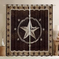 Homewish Rustic Texas Stars Black Out Curtains,Western Rustic Cowboy Curtains Pack of 2 (42x63 Each),Country Farmhouse Bedroom Curtains For Boys Kids,Ultra Soft Home Decor