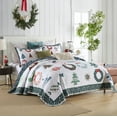 thumbnail image 4 of 3 Pcs Christmas Red Candy Quilt Bedspread Set Holiday Bedding Set for Winter, 4 of 10