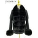thumbnail image 4 of ZADORIN-cárdigan de piel de lujo para mujer, suéter tejido de invierno, elegante cinturón de piel desmontable, cárdigan blanco, rosa y negro, estilo coreano, 4 of 5