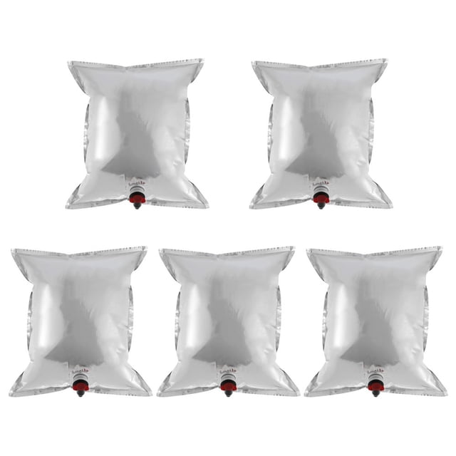 5 Pcs Sacs d'Eau Pliables 10L/25L Réutilisables Conteneur d'Eau Sans Fuite Bouteille d'Eau Pliable avec Robinet Emballage Scellé Résistant à la Lumière Sac de Rangement pour Café Boisson Jus Vin