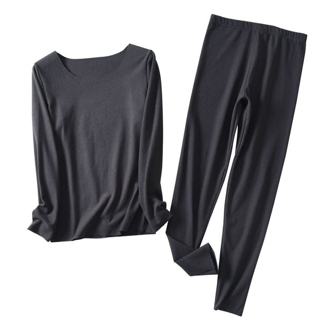 Timegard Ensembles de Pyjamas pour Femmes 2 Pcs Col Rond Manches Longues Haut Pantalon Automne Décontracté Ajusté Confortable Tenues de Pjs