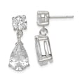 thumbnail image 1 of 925 Sterling Silver Cubic Zirconia Cz Pear Post Drop Dangle Earrings, 1 of 6