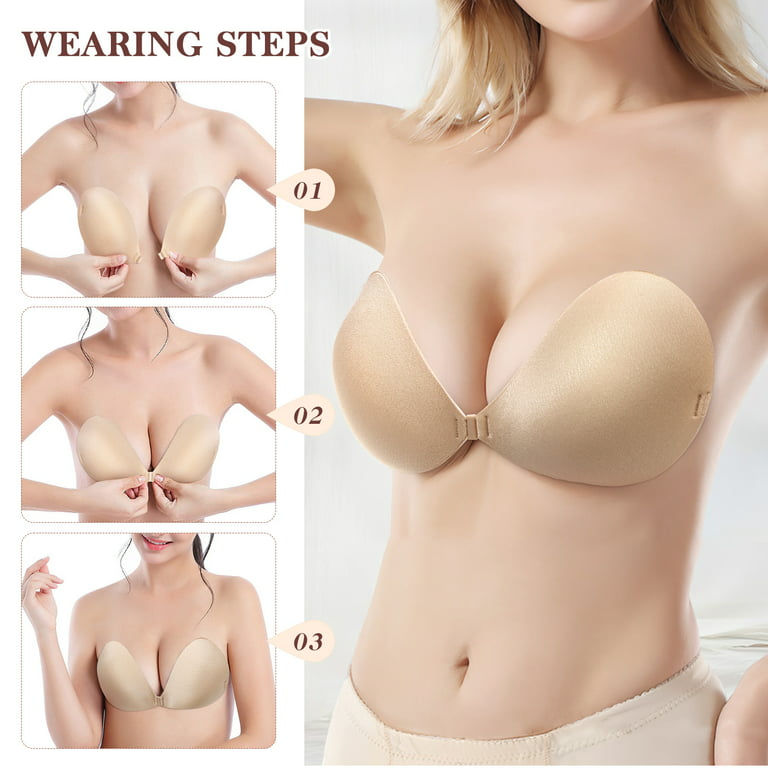 Etereauty Bras Sticky Push Up Strapless Adhesive Backless Invisible Boobs  Silicone Pasties Lift Stick