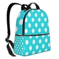 thumbnail image 2 of Lsque Aqua And White Polka Dot Pattern Backpack – School Travel Canvas Daypack with Ergonomic Padded Straps, Multiple Compartments & Leather Handle, 2 of 5