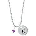thumbnail image 1 of Delight Jewelry February - Purple Crystal Bicone Silvertone Script Initial Disc - O - Charm Necklace, 20"+3", 1 of 4