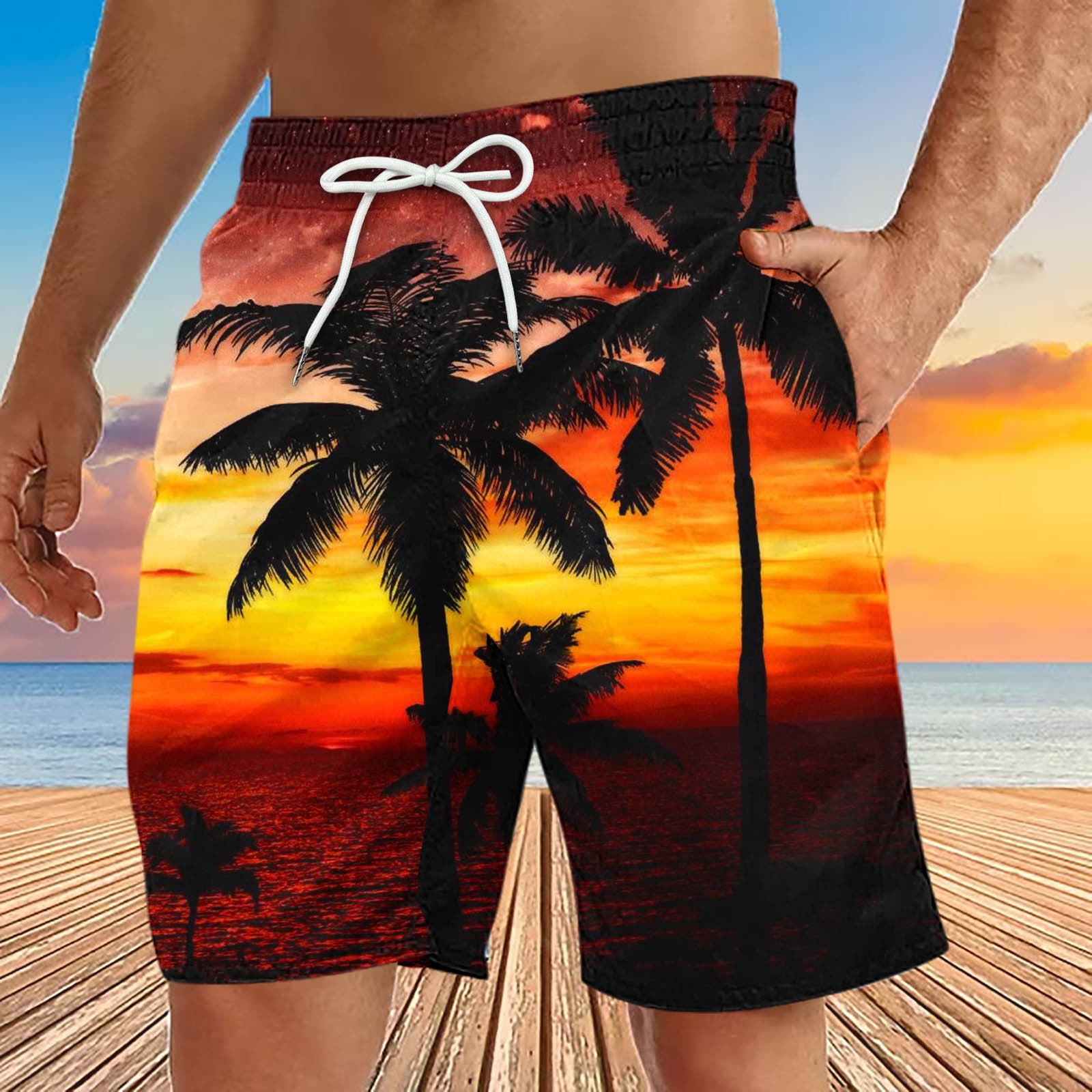 ZCFZJW Mens Swim Trunks Summer Tropical Big and Tall Regular