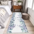 thumbnail image 4 of 2'x6' Rug Runners for Hallways Kitchen, Teal Purple Botanical Non Slip Entryway Beside Floor Carpet Runner, Spring Floral Summer Eucalyptus Leaf Washable Laundry Room Bedroom Throw Rugs Mat, 4 of 8