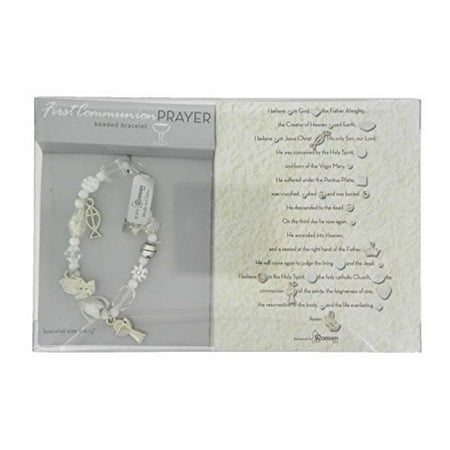 Roman 127922 Bracelet Communion Bead & Charm Stretch With Prayer Card
