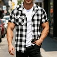 thumbnail image 2 of Men's Plaid Shirts Long Sleeve Button Down Shirt Jacket Summer Bussiness Casual Blouse Tops with Pocket White XXL, 2 of 5