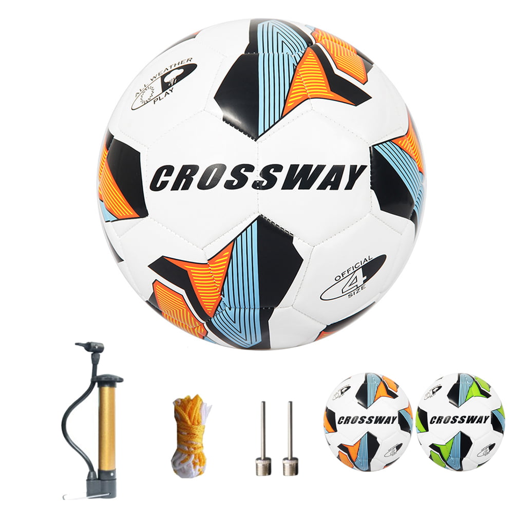 Crossway Sports Soccer Ball Traditional Soccer Balls Size 5 Youth and Adult Outdoor Training Size 4 Size 3 w/ Pump & Carry Bag for Toddlers Kids