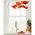 thumbnail image 3 of Plant Red Poppy Flower White Window Curtain Kitchen Cabinet Coffee Tie-Up Valance Curtain Rod Pocket Short Curtain, 3 of 6