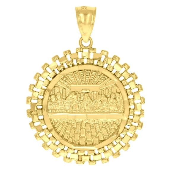 10k Yellow Gold Mens Last Supper Religious Charm Pendant for Men