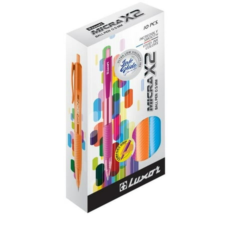 Luxor 20 Piece - Luxor 2324219 10 Piece Micra X2 Ball Pen - Multi Color - Case of 30