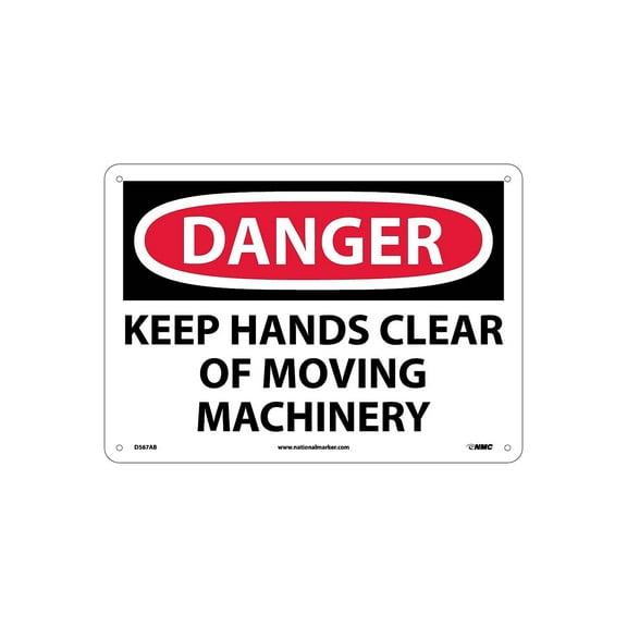 National Marker Keep Hands Clear Of Moving Machinery 10X14 .040 Aluminum Danger Sign D567AB