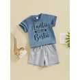 thumbnail image 2 of Bagilaanoe 2pcs Toddler Baby Girl Shorts Set Short Sleeve Letter Print T Shirt Tops + Shorts 6M 12M 18M 24M 3T Kids Casual Summer Clothes, 2 of 8