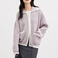 thumbnail image 5 of Busydd Womens Cardigan Sweaters Trendy Lapel Long Sleeve Open Front Sweaters for Women Casual Solid Color Knit Women's Cardigans Free Size, 5 of 5