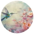 thumbnail image 3 of Flower Hummingbird Floral Medallion Round Rug - Small Round Area Rug, Soft Non-Slip Machine Washable Bedroom Mat Indoor Accent Entry Carpet for Office Desk Dorm Hallway, 3 of 6