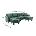 thumbnail image 7 of Convertible Sectional Sofa, L-Shaped Couch with Soft Seat and Modern Cotton Fabric for Small Space, Living Room Settee with Comfortable Backrest, Emerald, 7 of 7