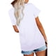 thumbnail image 3 of V cuello blusa manga corta guipure costura suelta blusa camisa superior para mujer verano blanco M, 3 of 5