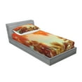 thumbnail image 2 of Ambesonne Tropical Fitted Sheet & Pillow Sham Set, Rest Under Trees, Twin, Orange Green, 2 of 2
