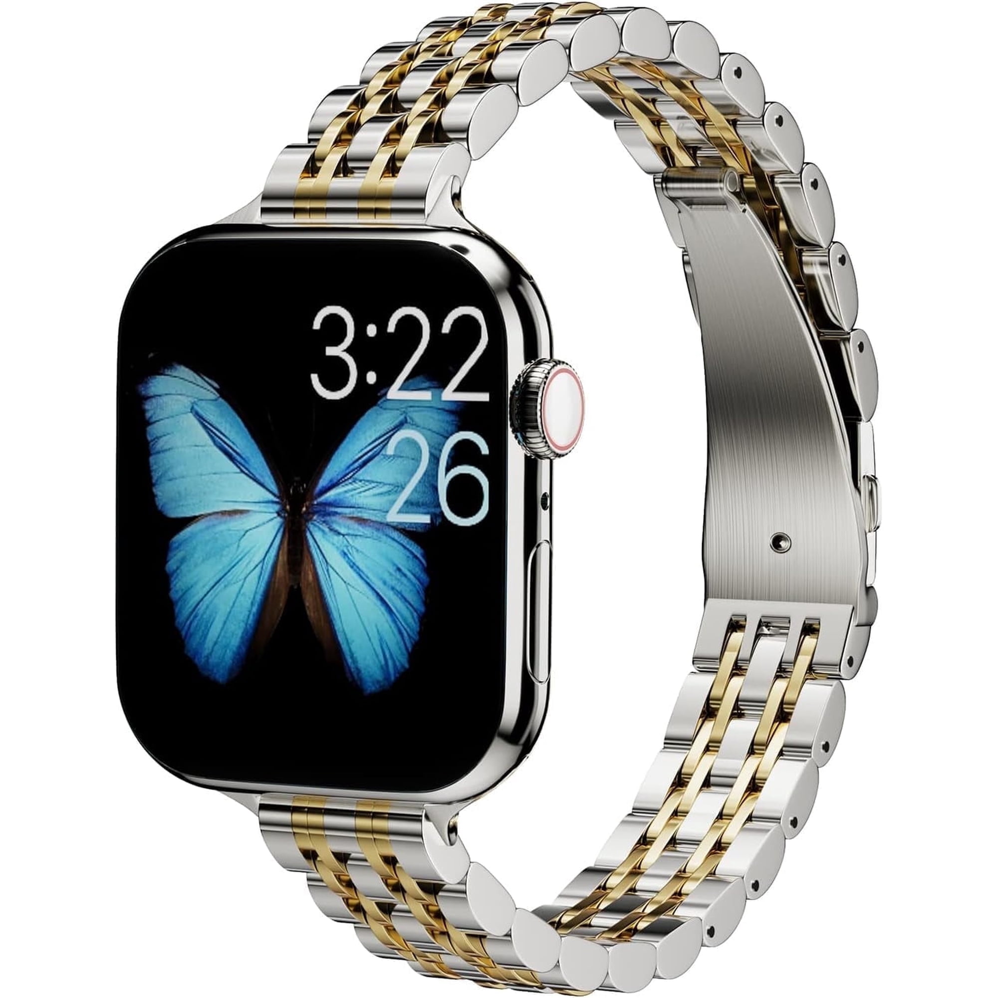 ARTCHE Women's Thin Watch Band Compatible for Apple Watch 42mm 41mm 40mm 38mm, Stainless Steel Metal Band for iWatch SE Series 10/9/8/7/6/5/4/3/2/1, Silver&Gold