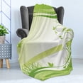 thumbnail image 4 of Green Soft Flannel Fleece Blanket, Fresh Spring Nature Inspiration Abstract Wavy Framework Grass Butterflies, Cozy Plush for Indoor and Outdoor Use, 50" x 70", Apple Green Fern Green, by Ambesonne, 4 of 5