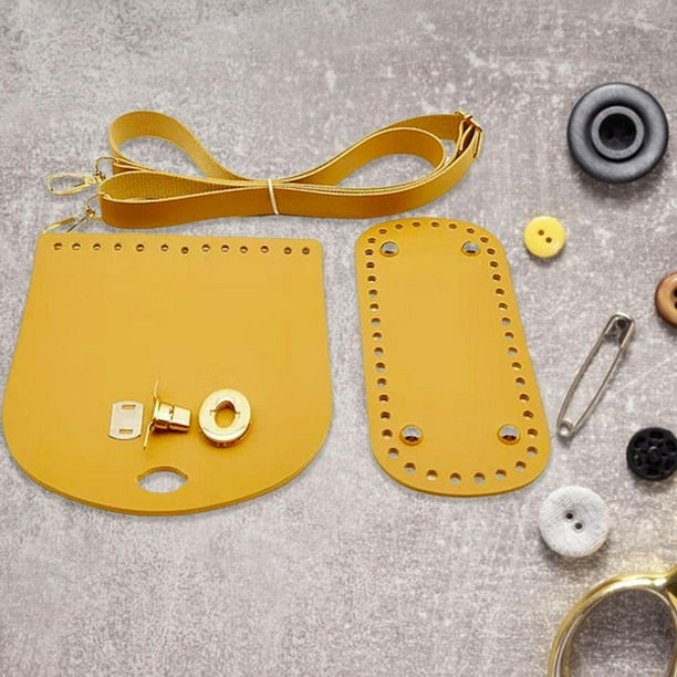 Bolsa de ganchillo con base inferior Yinane juego de fabricación de bolsas DIY bolso de mano cruzado hecho a mano Amarillo