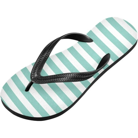 

Light Green Stripes Flip Flop Casual Non-slip Thong Sandals for Women Men Beach Summer Slippers S (34-35) Summer Slippers