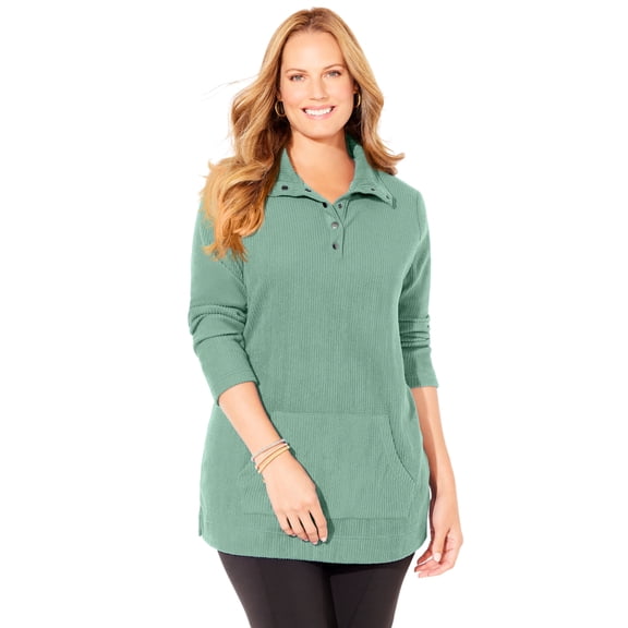 Catherines Women's Plus Size Brushed Rib Cozy Top