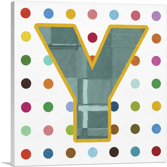 ARTCANVAS Fun Polka Dots Letter Y Canvas Art Print - Size: 12" x 12" (1.50" Deep)
