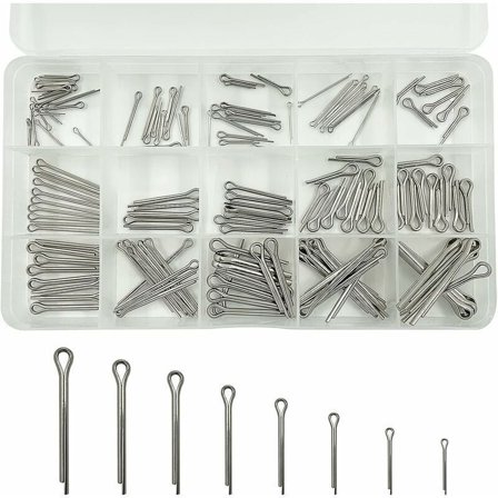 150pcs Stainless Steel Split Pins, 15 Different Sizes Metal Cotter Pins with Storage Box, Compatible with Adélala