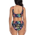 thumbnail image 3 of Honeii Colorful Animals Print Women’s Bikini Set,Two Piece Swimsuit Bathing Suits,Stylish High Elasticity Swimwear for Beach and Pool, 3 of 7