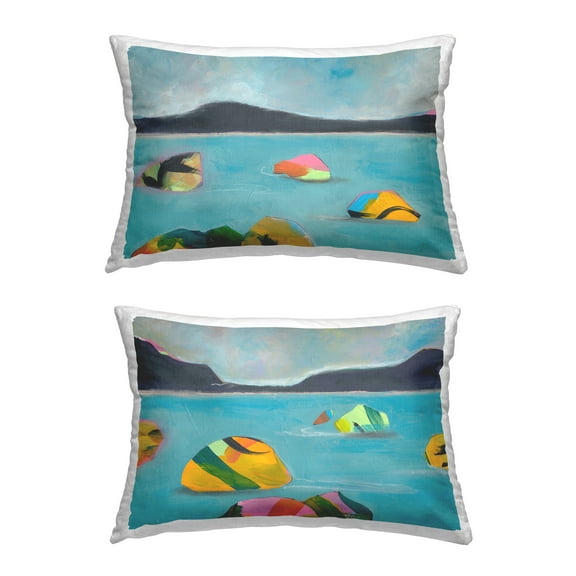 Stupell Industries Modern Hued Ocean Views Decorative Printed Throw Pillow Design by Jan Weiss.