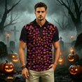 thumbnail image 5 of IAJDKMEK Halloween Men's Polo Short SleeveShirt - Button-Down Soft Knit Shirt, Lightweight Summer Shirt for Party, Golf, Daily Wear & Costume Events,Red 4XL, 5 of 7
