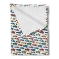 thumbnail image 2 of Race Car Soft Flannel Fleece Blanket, Diagonally Arranged Colorful Various Vehicles Speeding Uphill on a Plain Backdrop, Cozy Plush for Indoor and Outdoor Use, 50" x 60", Multicolor, by Ambesonne, 2 of 5