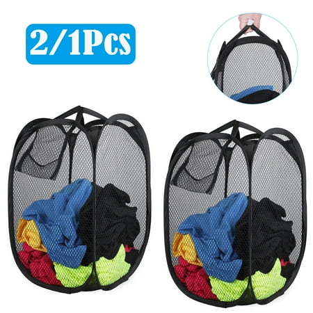 Pop Up Laundry Hamper Kids EEEkit Mesh Popup Laundry Hamper with Side Pocket,Foldable Laundry Basket,Portable Dirty Clothes Basket Collapsible Dirty Clothes Hamper,for Bedroom, Kids Room, College Dormitory and Travel ()