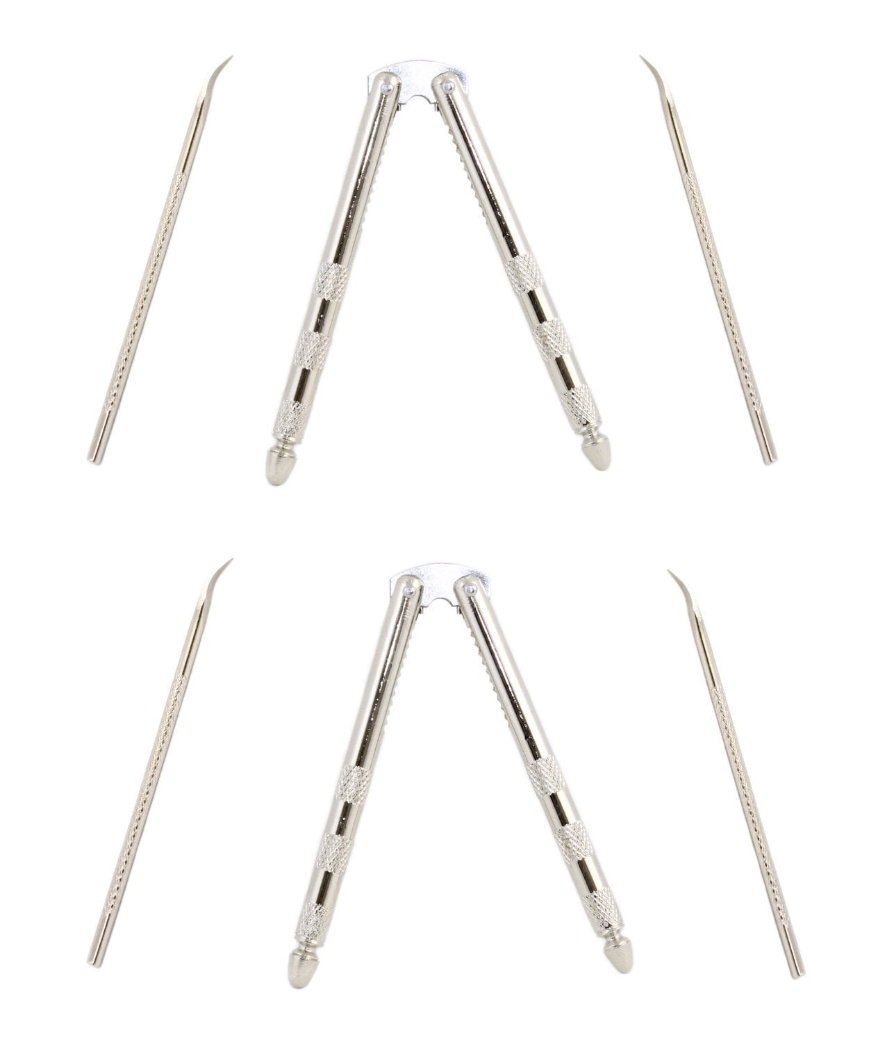 Stainless Steel Nut Cracker Set, 2 Nut Crackers and 4 Picks