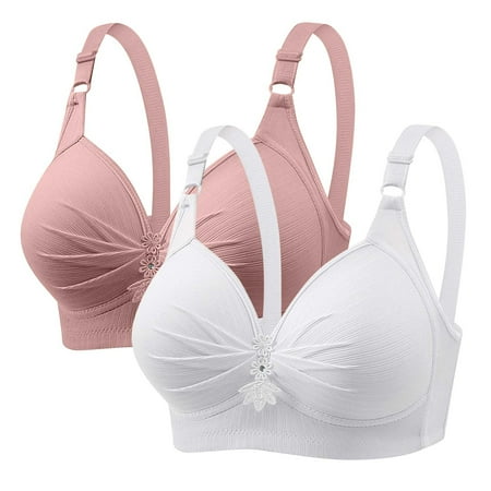 GERsome Women s Pack of 2 Assorted Color Push Up Bra Full Coverage Bras Lace Padded Underwire Plunge Floral 2PCS#Pink/White XXXL48/110BC
