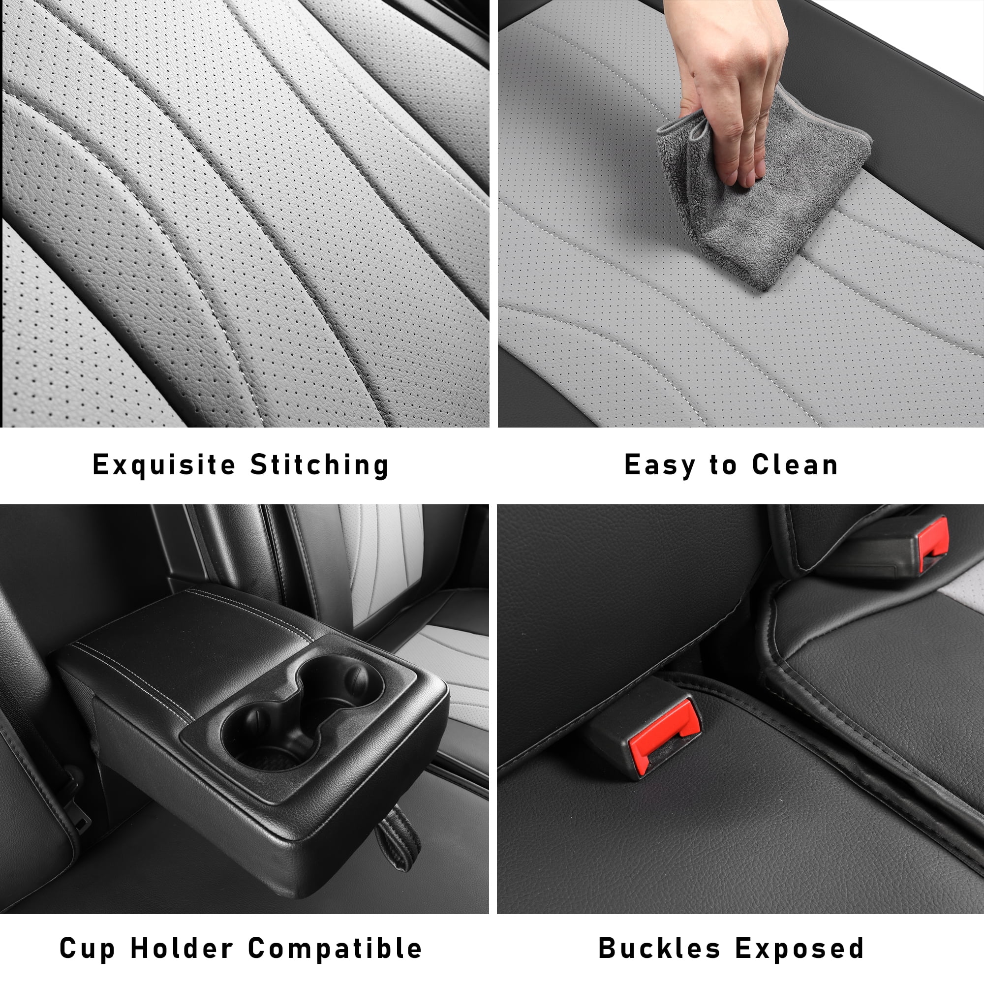 LINGVIDO Waterproof Faux Leather Seat Covers Fit for 2009-2024 Dodge Ram 1500 2500 3500 Seat Cushion Protector Truck Pickup Crew Quad Cab with Split Bench 40/60