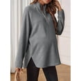 thumbnail image 3 of Pregnant Women Long Sleeve Loose Shirt Half Zipper High Neck Casual Pregnancy Pullover, Light Gray L, 3 of 7