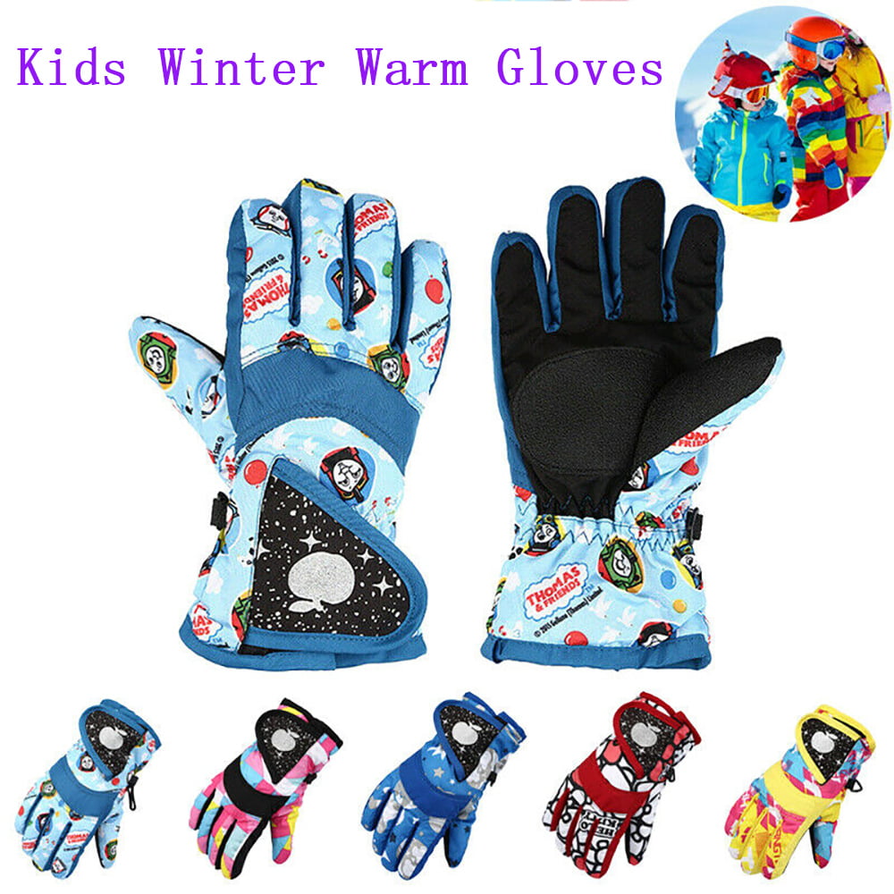Kids Childrens Boys Girls Winter Ski Gloves Outdooer Sport Waterpoof Warm Gloves 