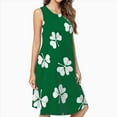 thumbnail image 2 of Clover Leaf Hand Drawn Doodle Spring Summer Dresses For Women Fashion Dress Casual Sleeveless Loose Sundress With Pockets, 2 of 4