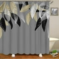thumbnail image 2 of Leaves Shower Curtain Black and Grey Botanical Plant Bahtroom Decor Fabric Cloth 72"x72" with 12 Hooks, 2 of 5